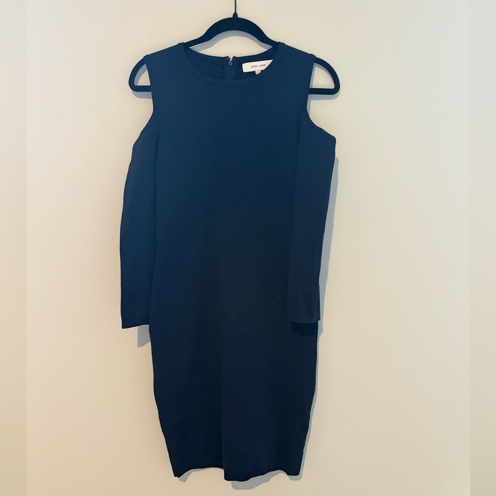 John + Jenn Navy Blue Cold Shoulder Sheath Dress